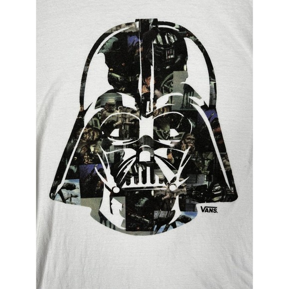 Vans Custom X Star Wars Darth Vader Baseball T Shirt 3/4 Sleeve L White Black - Picture 2 of 8